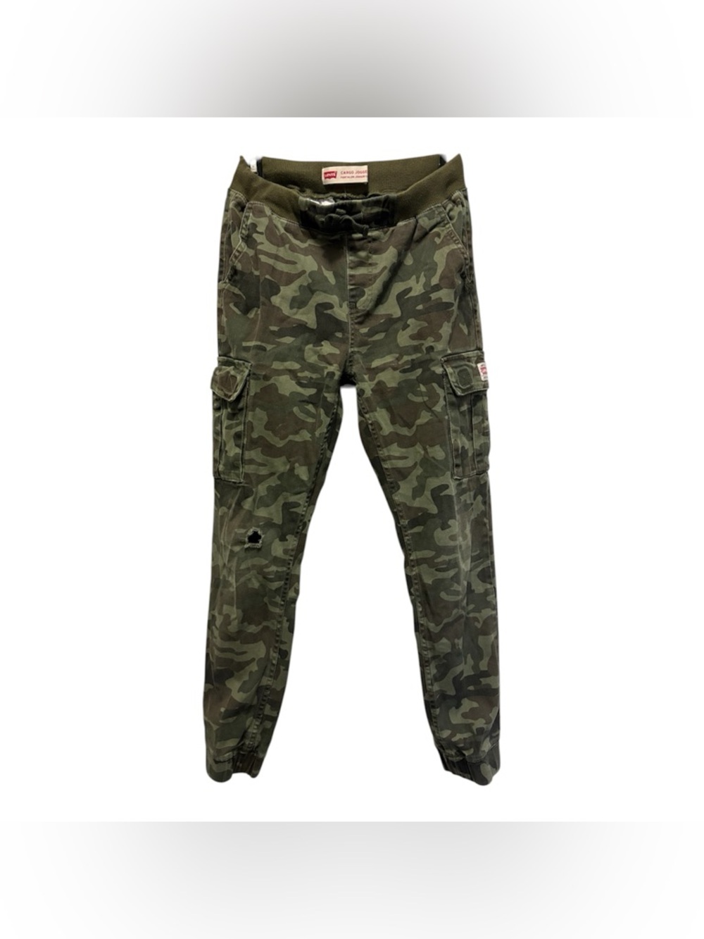 Kids' Distressed Green Camouflage Cargo Pants